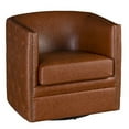 thumbnail image 3 of JERFIT Brown Faux Leather Swivel Barrel Chair with Tufted Back and Nailhead Trim for Living Room, 3 of 9