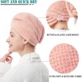 thumbnail image 3 of Turbante de ducha con botones, toallas absorbentes de secado rápido para cabello rizado, largo y grueso, 3 of 5