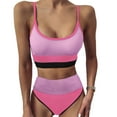 thumbnail image 2 of Cheers US Women's High Waisted Bikini Cut Out Sports Crop Top Color Block Swimsuit, 2 of 7