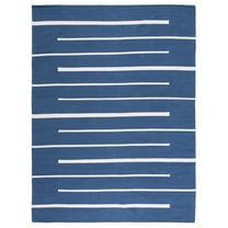 SAFAVIEH Montauk Oswald Geometric Striped Cotton Area Rug, Navy/Ivory, 9' x 12'