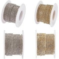 thumbnail image 7 of 2Roll 2 Rolls 10 Yard 2mm Crystal Rhinestone Close Chain Clear Trimming Claw Chain Sewing Craft - Crystal (Silver & Gold Bottom), 7 of 7