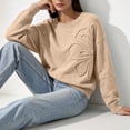 thumbnail image 4 of Women's Oversized Crewneck Sweaters 3D Textured Flower Detail Long Sleeve Loose Knit Pullover Soft Warm Jumper Casual Fall Winter Tops Rose Gold, 4 of 8