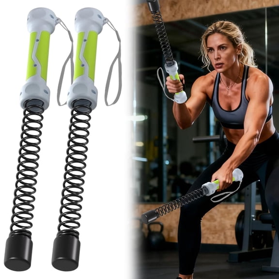 Cordless Battle Rope Fitness Bar Resistance Trainer,Portable Wave Bar for Full Body Workout,Arm Toning Core Sculpting Shoulder Strength Fat Burn Home Gym Equipment,battle ropes for home gom–Green