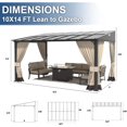 thumbnail image 6 of Kullavik 10x14FT Lean to Gazebo, Hardtop Wall Mounted Gazebo with Sloping Sun Panel Roof, Awnings, 6 of 8