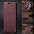 thumbnail image 3 of Étui de Téléphone en Cuir Flip Protecteur de Téléphone Rétro Givré Support de Protection Flip, Remplacement pour iPhone 12 Pro, Rouge Vin, 3 of 8