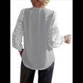 thumbnail image 3 of Blusas Casuales de Verano para Mujer, Blusas de Oficina de Larga, Blusas de con Cuello en V y Pompones M, 3 of 7