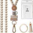 thumbnail image 2 of Dvkptbk A Lanyard Book Coffee and Flower Hanging Rope Wooden Bead Tassel Hanging Rope Keychain Flower Strap Hanging Tag Storage Necklace Hanging Rope Home Decor, 2 of 5
