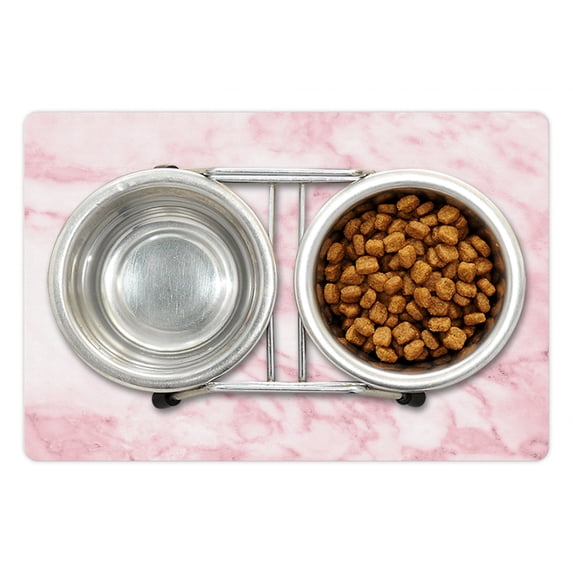 Marble Pet Mat for Food and Water, Soft Granite Texture Old Fashion Space Stone Abstract Macro Scratches Girls Image, Non-Slip Rubber Mat for Dogs and Cats, 18" X 12", by Ambesonne