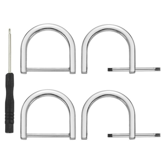 D-Rings Screw in Shackle for Purse Keychain Strap Buckle DIY Leather Craft Silver 1-1/4 Inch