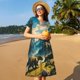 thumbnail image 4 of Balery Valley River Dinosaur Vestidos sueltos de manga corta para mujer, vestidos de verano 2025, vestidos casuales de corte A con vuelo., 4 of 6
