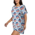 thumbnail image 2 of Daiia Donut with the USA Fag Pattern Womens Pajama Sets Short Sleeve Pajamas for Women Sets Soft Lounge Sets Casual Round Neck Sleepwear PJS-Medium, 2 of 7