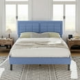 thumbnail image 3 of VECELO Full Size Upholstered Bed Frame, Modern Platform Bed Frame with Adjustable Button Tufted Headboard for Bedroom, No Box Spring Needed, Easy Assembly, Light Blue, 3 of 8