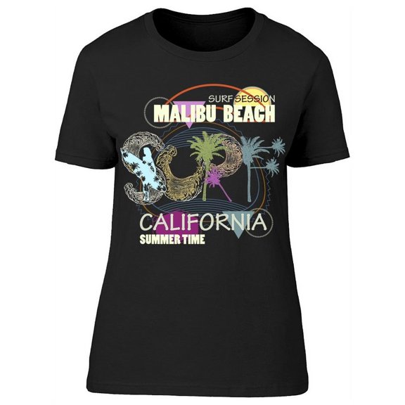 Summer Time Malibu Beach Cali T-Shirt Women -Image by Shutterstock, Female Large