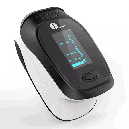 1byone Portable Instant Read Digital Fingertip Pulse Oximeter with OLED Display Screen, Carry Case, Lanyard and