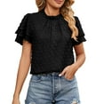 thumbnail image 1 of B91xZ Blouse Mode Grande Taille pour Femmes Manches Courtes Col Rond T-Shirts Serrés, Noir S, 1 of 4
