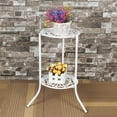 thumbnail image 4 of 2 Tier Metal Plant Stand, Round Flower Pot Rack Planter Holder Modern For Garden Patio Indoor/Outdoor Black White, 4 of 9
