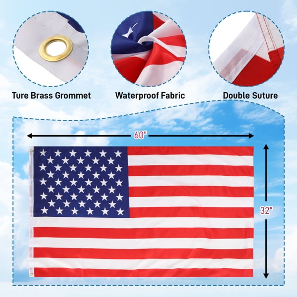 imerelez 20FT Telescoping Flag Pole Kit,In Ground Telescopic Flag Poles with 3x5 American Flag, Outdoor Old Glory Flagpole Kits for Outside, Yard, Residential or Commercial