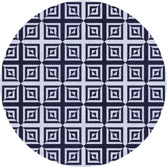 Ahgly Company Machine Washable Indoor Round Transitional Night Blue Area Rugs, 5' Round