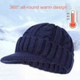thumbnail image 2 of Lifetechs Mid-aged Men Knitted Hat Stretchy Short Brim Thickened Twisted Texture Ear Warm Daily Wear Cap Outdoor Headwear, 2 of 7
