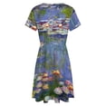 thumbnail image 5 of Water Lilies Short Sleeve Dress Women Summer Evening Dresses Ladies Sundress, 5 of 7