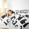 thumbnail image 4 of Manfei Cartoon Penguin 3-Piece Full Size Comforter Sets for Kids Teens,Love Heart Print Bedding Comforter Set,Merry Christmas Lightweight Bedding Sets,Breathable Home Decor,Reversible, 4 of 8