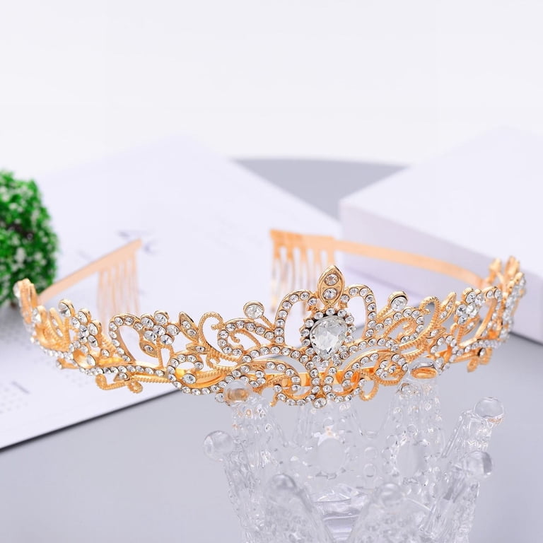 Uanit Gold Crystal Tiaras Crown Rhinestone Headbands for  display picture 1