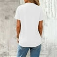 thumbnail image 3 of HomeDM Women's Button Down V Neck Short Sleeve Shirts Solid Color Work Office Casual Tops - White/M, 3 of 8