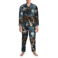 thumbnail image 3 of Logiee Cute Skeletons Figurines Print Mens Long Sleeve Pajama Set,Notched Collar Pajamas for Men, Men's Sleepwear,Mens Sleepwear with Pockets & Button Down-Large, 3 of 7