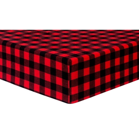 Red And Black Buffalo Check Deluxe Flannel Fitted Crib Sheet