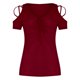 thumbnail image 5 of Camiseta de manga corta de Color sólido con hombros descubiertos y tirantes cruzados con lazo y cuello en V para mujer Pompotops  hkajfhjk461790, 5 of 6