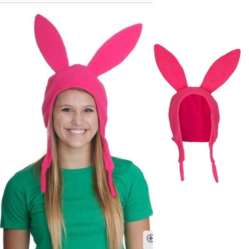 Pink Bunny Ears Hat Cosplay Costume 