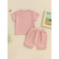 thumbnail image 3 of Bagilaanoe 2pcs Toddler Baby Girl Shorts Set Short Sleeve Letter Print T Shirt Tops + Shorts 6M 12M 18M 24M 3T Kids Casual Summer Clothes, 3 of 8
