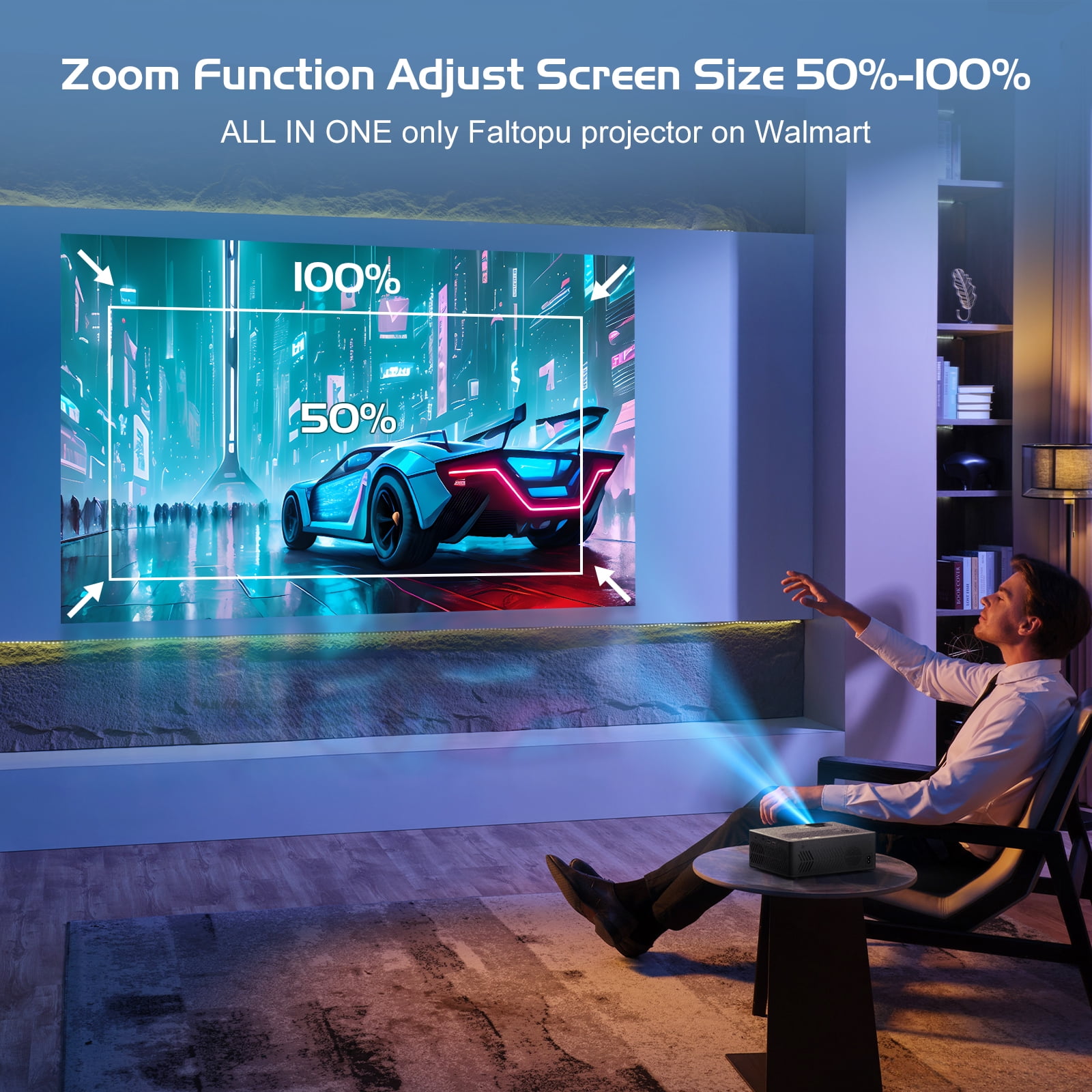Faltopu 5G WiFi Bluetooth Projector Native 1080P Support 4K outdoor Movie Projector, 16000LM Full HD Compatible with iOS/Android/PC/TV Stick/HDMI/USB (Projector Screen and Carry Bag Included)