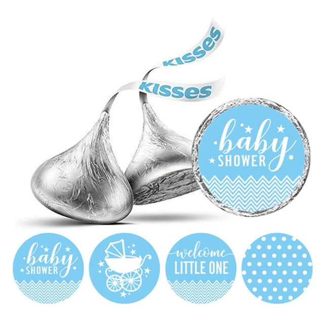 Darling Souvenir Candy 190 Pcs Baby Shower Theme Stickers DIY Chocolate Labels-Light Blue