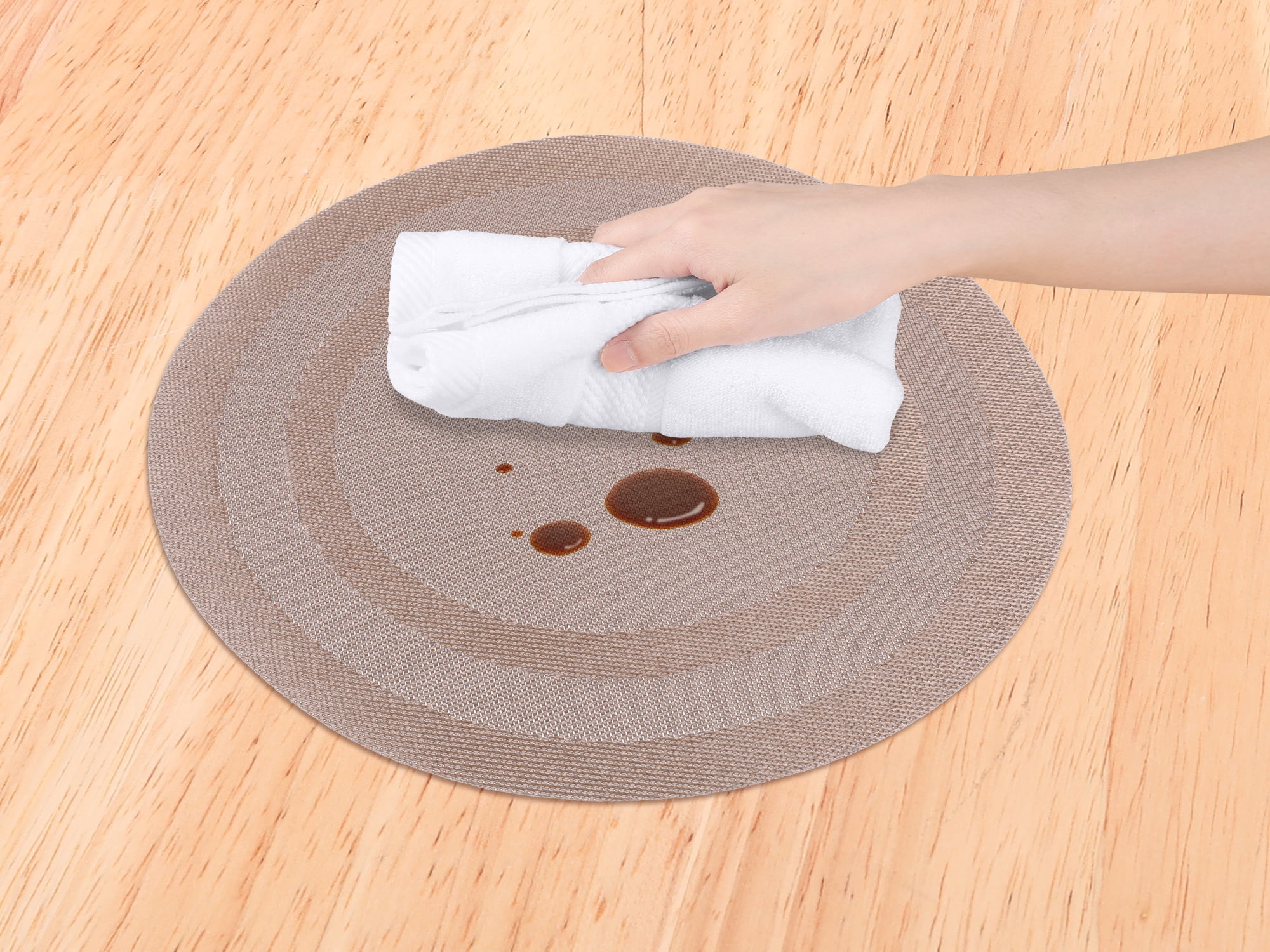 Unique Bargains Set of 6 Round Placemats for Kitchen Dining Table Decor Pink