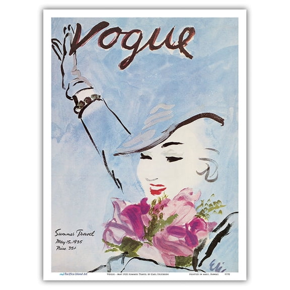 Fashion Magazine - May 1935 Summer Travel - Vintage Magazine Cover by Carl Erickson 1935 - Master Art Print (Unframed) 9in x 12in