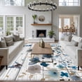 thumbnail image 3 of Spring Flowers Area Rugs 5x7 ft Watercolor Grey Blue Floral Leaf Butterfly White Wood Grain Washable Rug Non Slip Indoor Carpet Absorbent Floor Mat for Living Room Bedroom Dining Room, 3 of 9