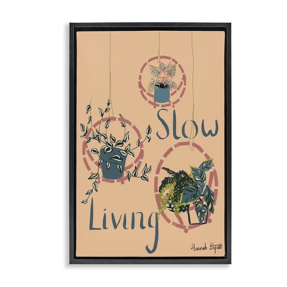 Stupell Industries Eclectic Slow Living & Plants Black Floating Frame Canvas Art, 17 x 25, by Hannah Byatt