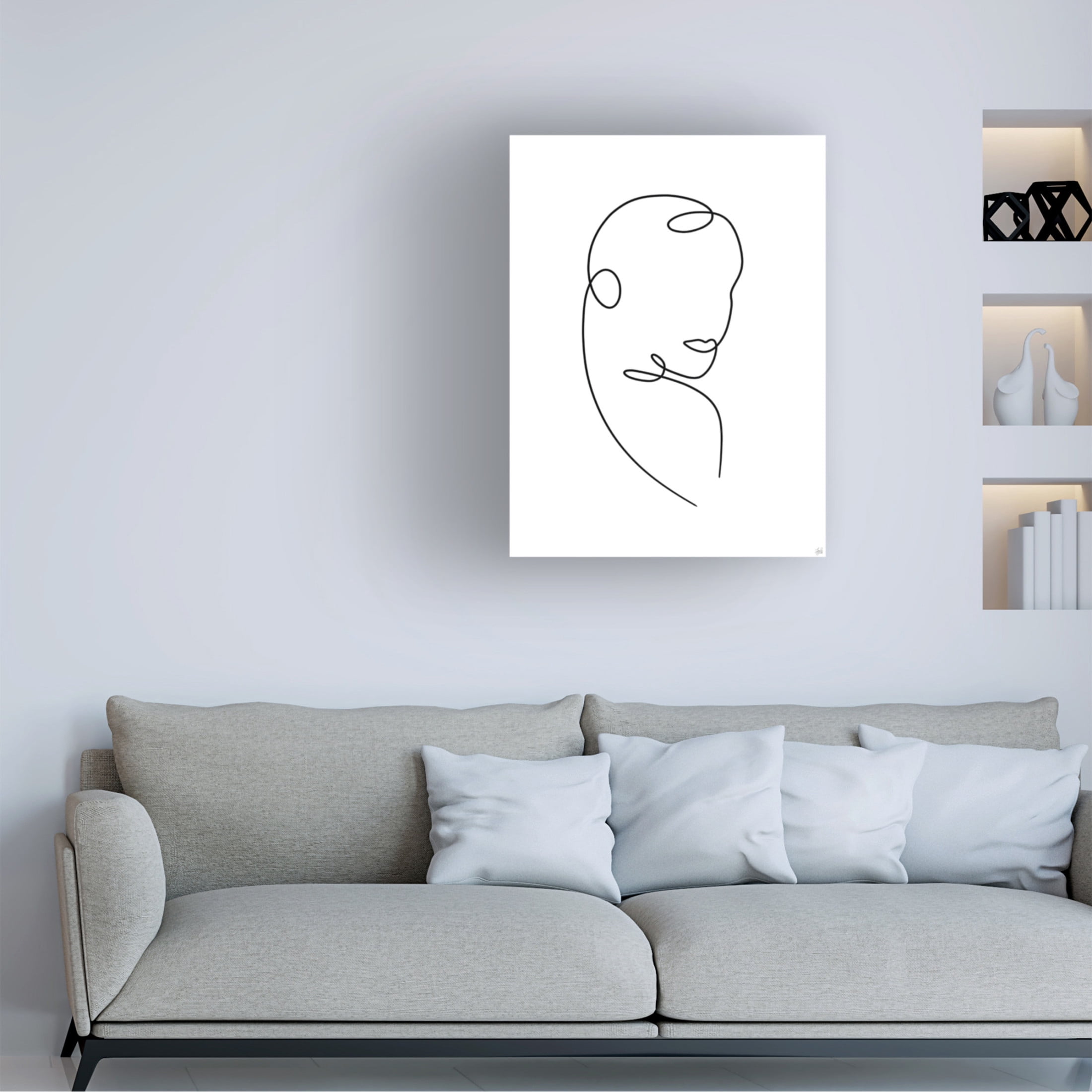 Canvas Wall Art - Line and Brush 'Line Lady 10' Wall Art for Living Room, Bedroom, or Office Décor by Trademark Fine Art - 24 x 32 Inches