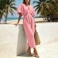 thumbnail image 6 of PNTUTB Women’s Fashion V-Neck Short Sleeve ASdjustable Strap Zipper Pockets Jumpsuit Pants, 6 of 7