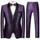 thumbnail image 1 of Schan - Traje de 3 piezas para hombre, chal, solapa, un botón, esmoquin, chaqueta, chaleco, pantalones, conjunto para boda, 1 of 4