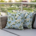 thumbnail image 2 of 2 Pack Outdoor Waterproof Throw Pillow Covers,Retro Flowers on Blue Background Decorative Square Patio Pillowcases for Chair Couch Sofa 16x16in, 2 of 9
