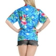 thumbnail image 4 of HAPPY BAY Women's Floral Beach Blouses Shirt TShirts Short Sleeve Button Up Dress Tops Tee Shirts Hawaiian Blouses for Women L Flower Aloha, Blue, 4 of 5