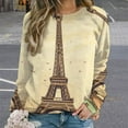 thumbnail image 2 of Eiffel Tower Womens Casual Crewneck Sweatshirt Long Sleeve Tops Cute Pullover Loose Fit, 2 of 7