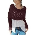 thumbnail image 2 of Nfurl Cable Knitted Scarf with Sleeves for Women Chunky Warm Wraps Shawl Multifunctional Crochet Shrug with Sleeves Winter Sweaters Wine Free Size, 2 of 4