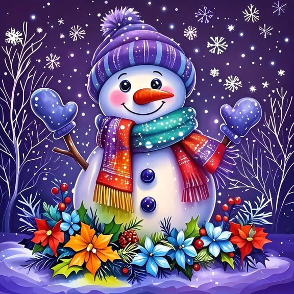 CSZPPQAF Christmas Diamond Art Kits for Adults Beginners,Christmas Snowman Drill Diamond Dots Gem Art,Home Wall Decor 13.8x13.8inches.