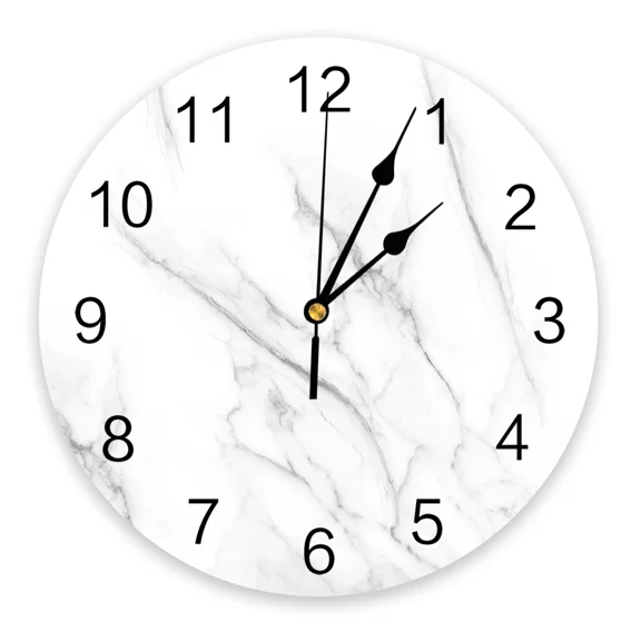 Marble Agate Wall Clock Modern Design Living Room Decoration Kitchen Clock Mute Wall Watch Home Interior Decor（10 Inch）