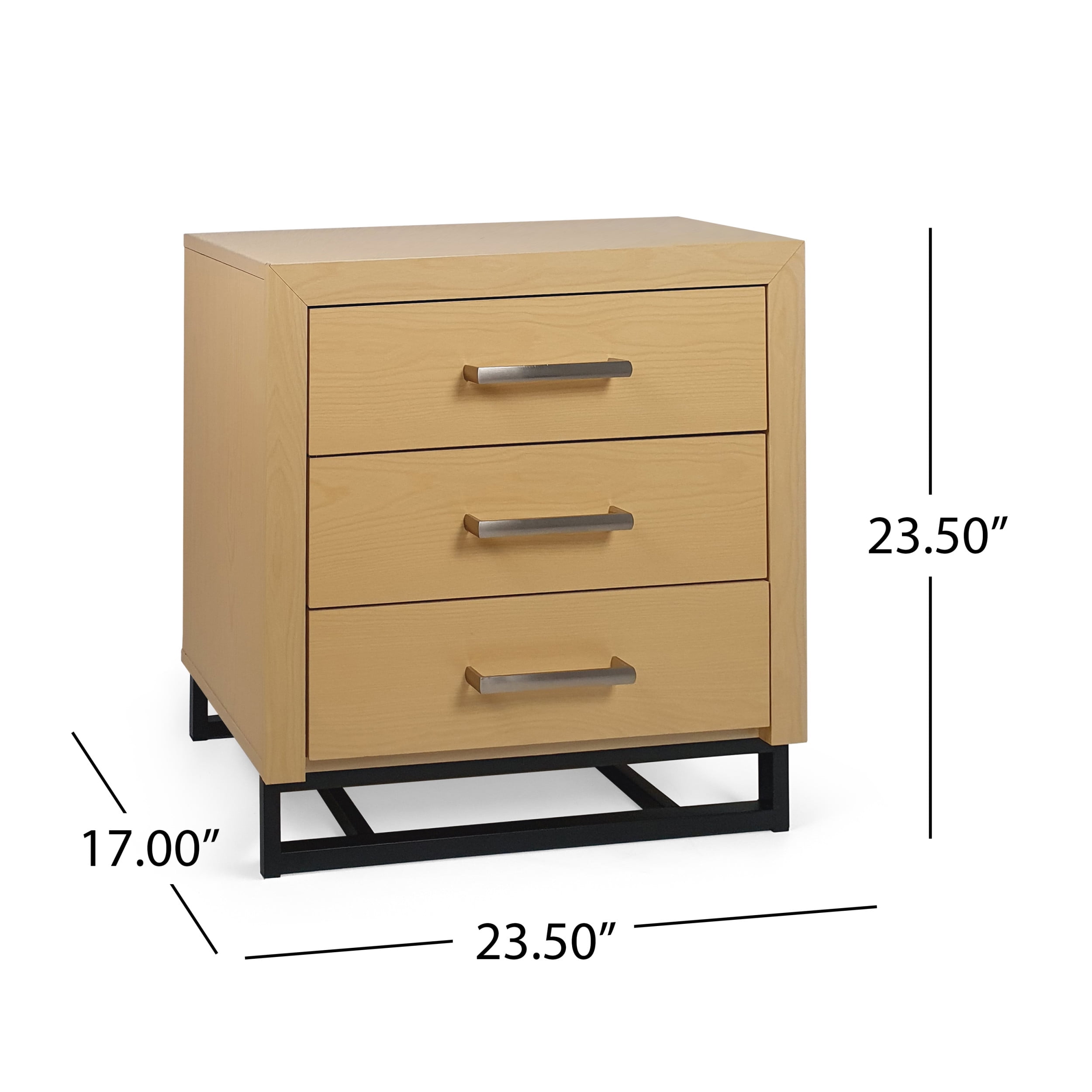 Noble House Cayuga Faux Wood 2 Piece 4 Drawer Dresser and Nightstand Bedroom Set, Natural and Black