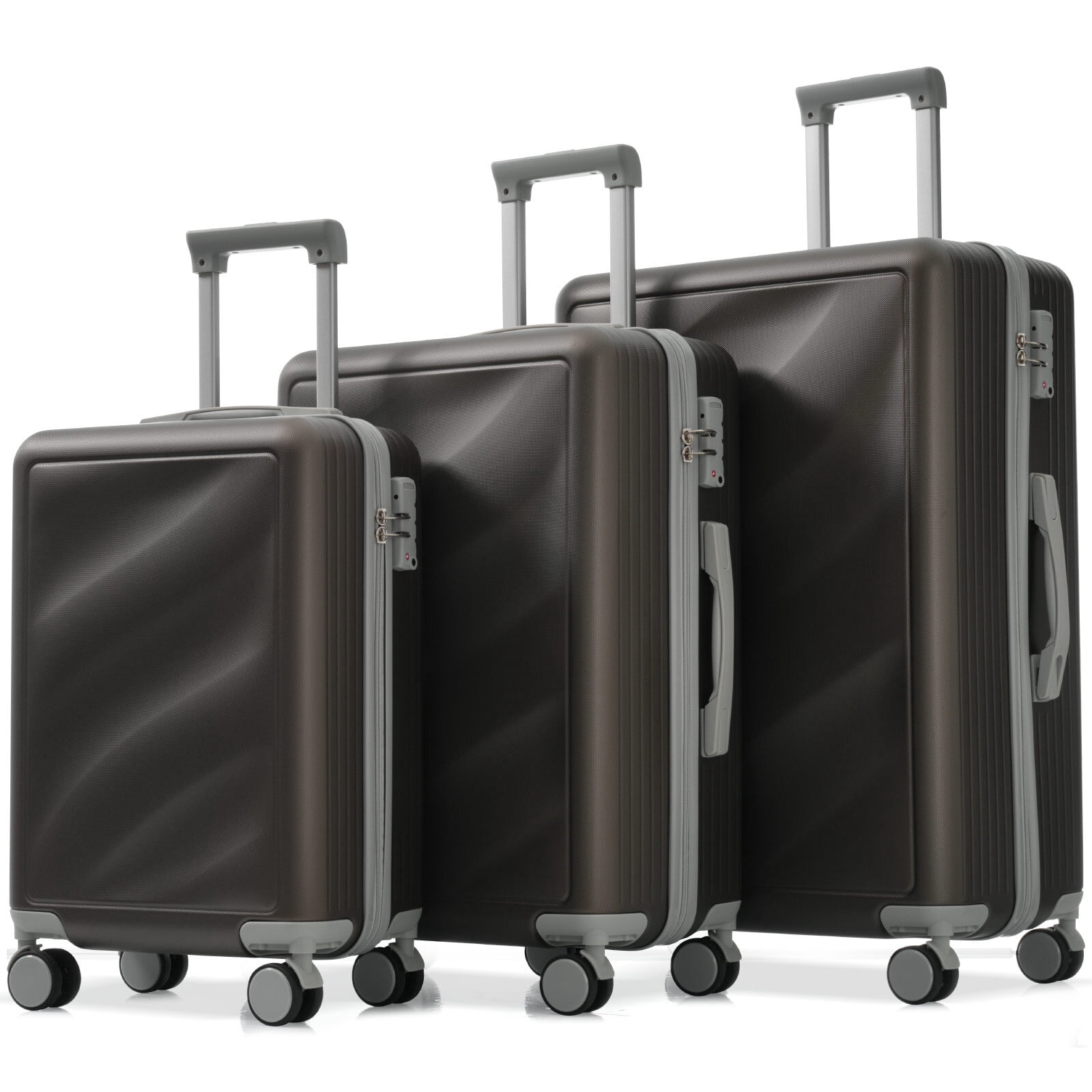Euroco Luggage Set 3 Piece, ABS Hardside Suitcase with Spinner Wheels,TSA Lock and 2 Side Hooks,Lightweight Durable Travel Suitcase Set(20"/24"/28"),Bronze