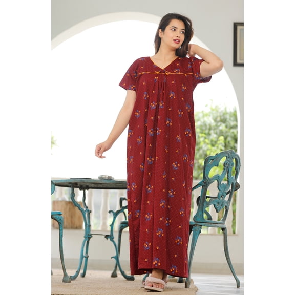 100% Pure Women Cotton Long Nightgowns Sleeveless Nightshirts V Neck Full Length Sleep Shirts